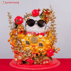 Hộp Mèo Phát Tài vàng 23cm