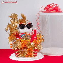 Hộp Mèo Doanh Thu đỏ 23cm