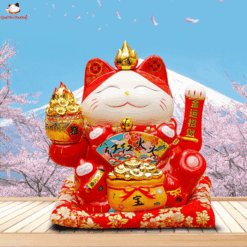 Mèo Thần Tài Phát Lộc Đỏ May Mắn QYTMT011